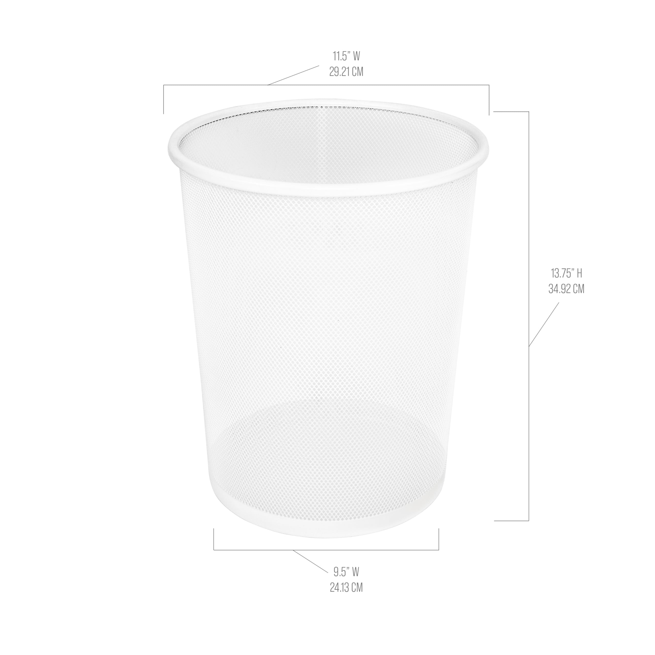 Seville Classics 2-Pack Steel Mesh Round Trashcan Wastebasket for Trash or Recycle in The Home, Office, or Garage, White, 6 Gallon - Image 3