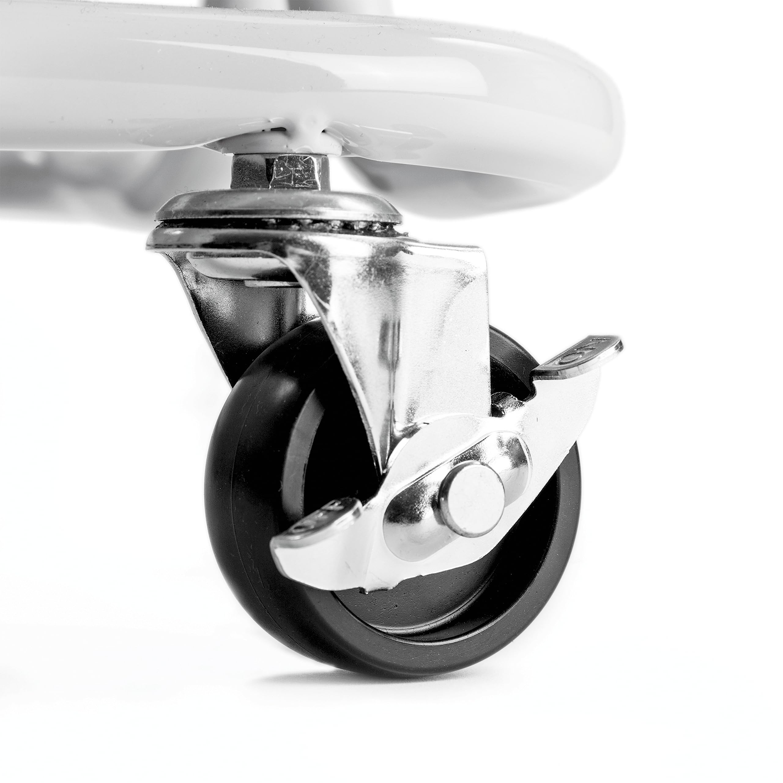 Seville Classics 3 Bin Metal Rolling Storage Utility Cart Organizer Trolley w/Lockable Wheels for Office, Art Supplies, School, Salon, Kitchen, Garage, Home, White w/Handle - Image 3