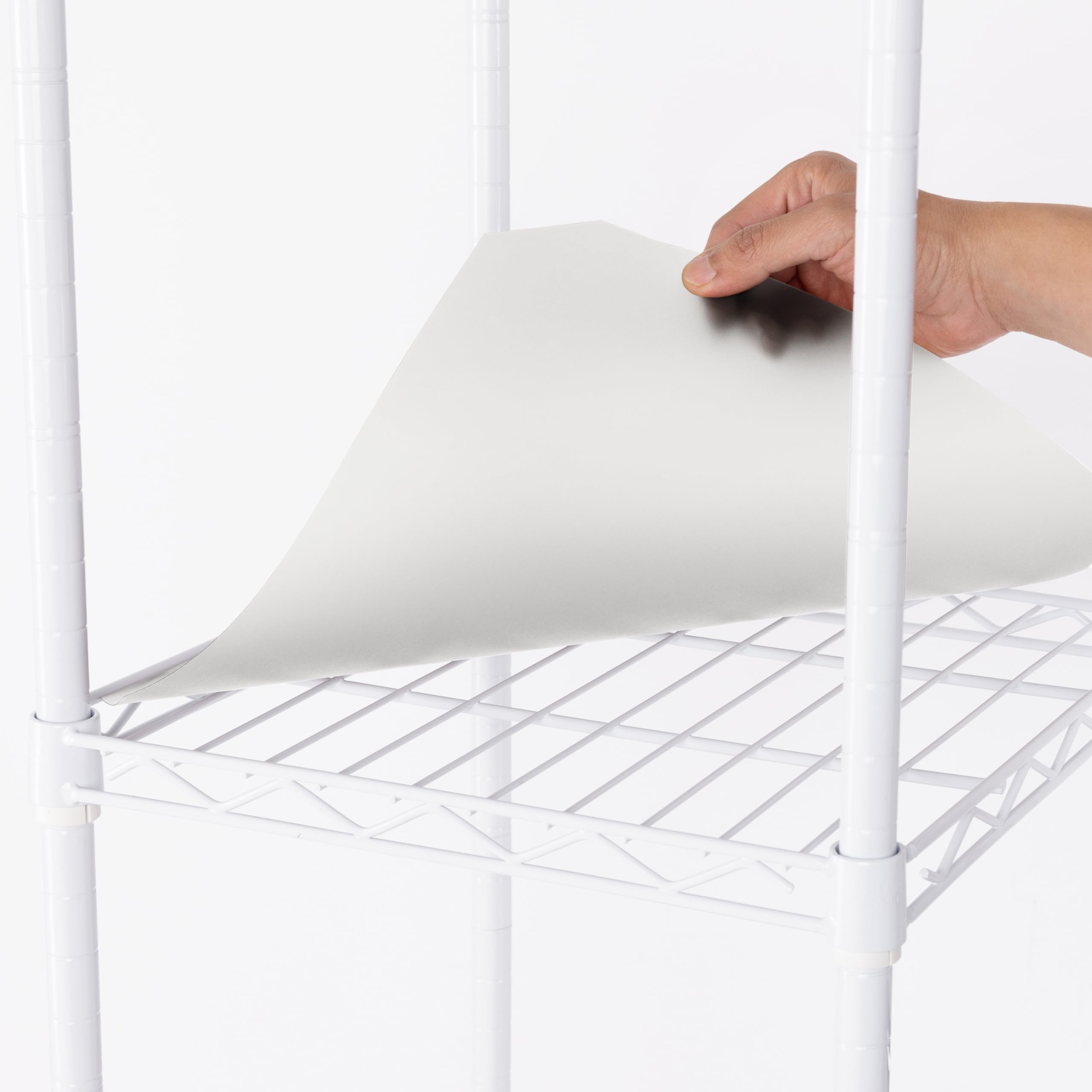 Seville Classics Closet Garment Organizer with Metal Hanging Rod Wardrobe Storage System, w/ Steel Shelves for Clothes, Shirts, Jackets, Coats, Blankets, Shoes, White, Expandable Rack - Image 8