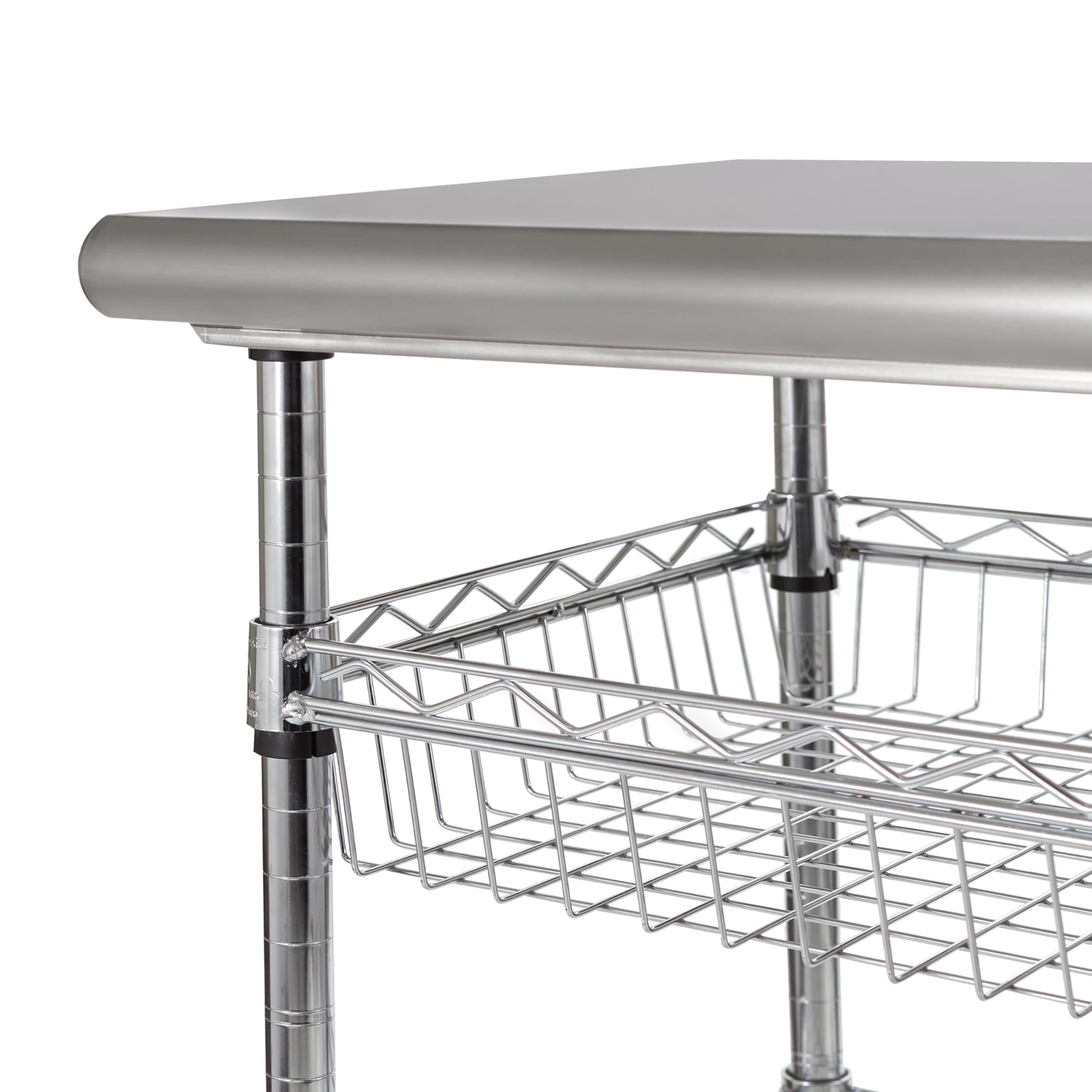Seville Classics Commercial Work Table Island Utility Cart Prep Station, for Restaurant, Kitchen, Warehouse, Garage, Hotel, Home, Stainless-Steel Top NSF , 30" W x 20" D - Image 7