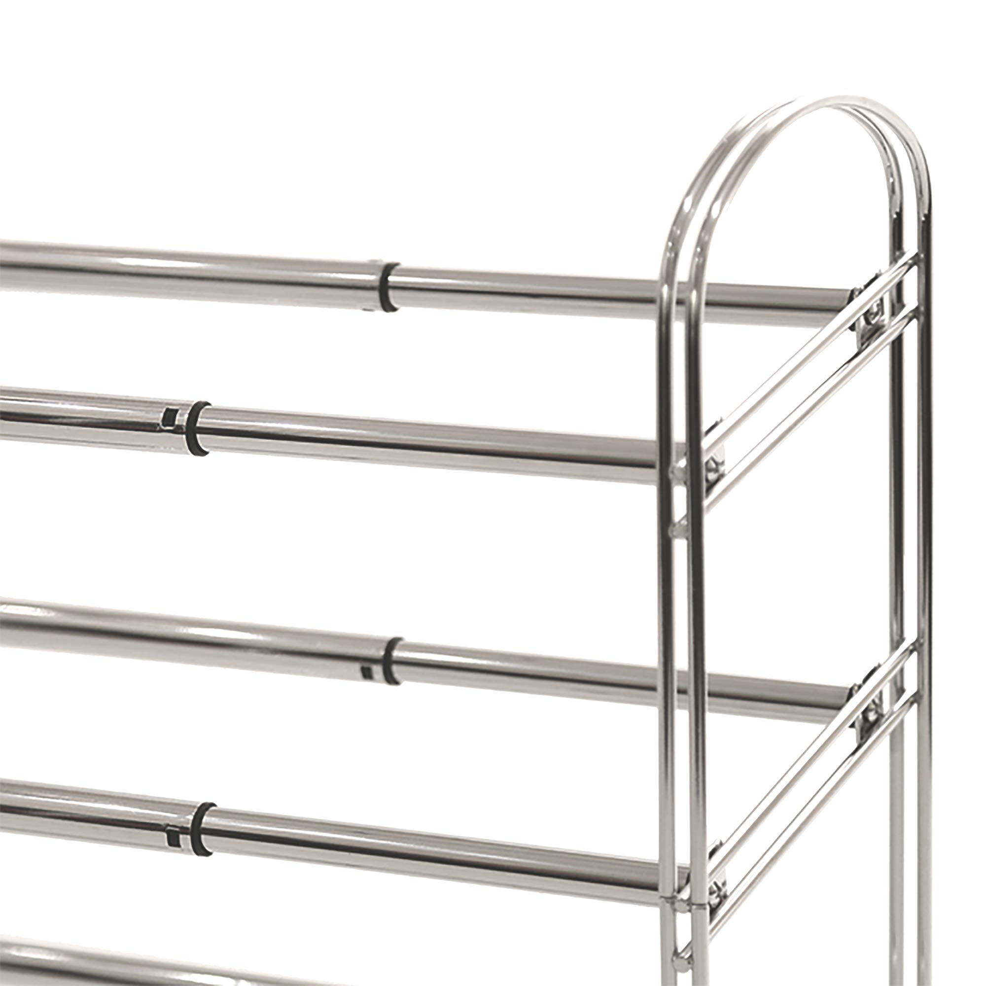 Seville Classics Expandable and Adjustable Shoe Rack Organizer, for Bedroom, Closet, Entryway, Hallway, Chrome Plated, 3-Tier - Image 9