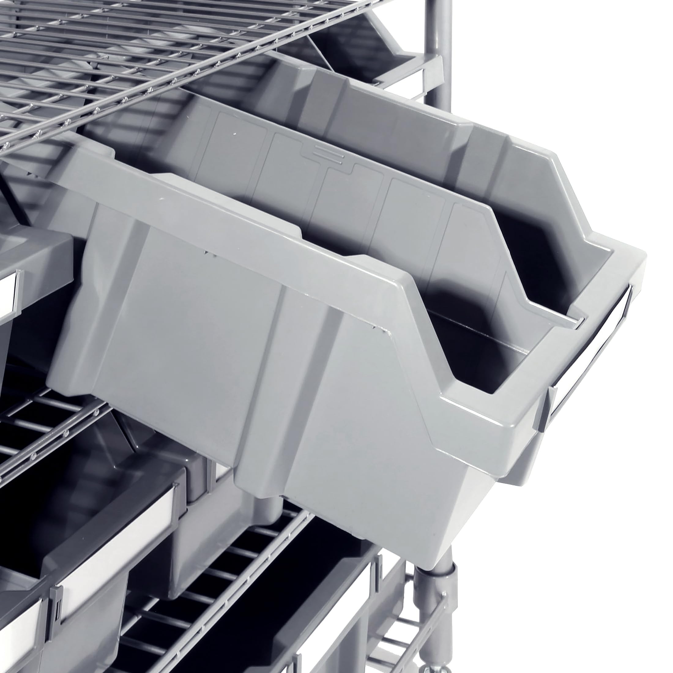 Seville Classics Heavy Duty NSF Bin Rack Solid Steel Wire Shelving Storage Unit, Patented Organizer for Garage, Warehouse, Office, Restaurant, Classroom, Kitchen, Gray, Includes 16 Bins - Image 5