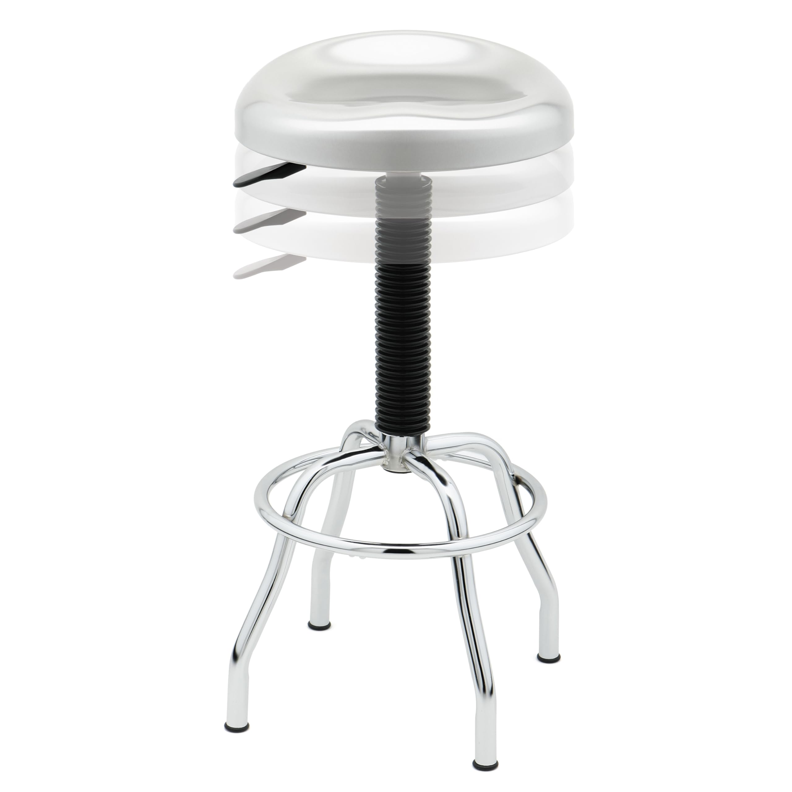 Seville Classics Modern Ergonomic Pneumatic Height Adjustable 360-Degree Swivel Stool Chair, for Drafting, Office, Home, Garage, Work Desk, Stainless Steel, Contoured Seat - Image 6