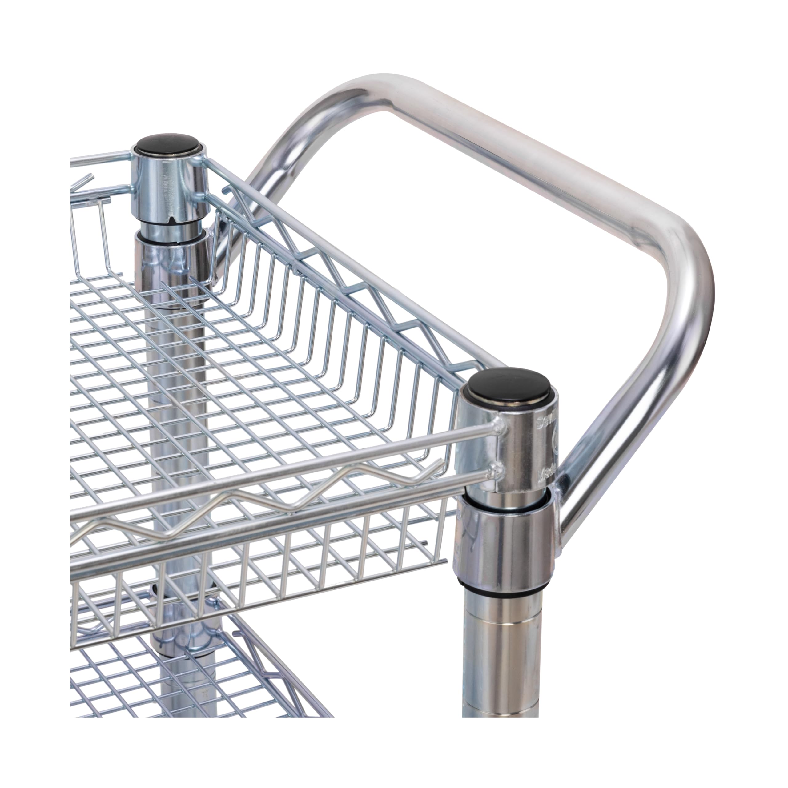 Seville Classics UltraDurable NSF Commercial Heavy Duty Metal Rolling Utility Cart, Handle Bar for Restaurant, Garage, Warehouse, Kitchen, Office, Deep Top Basket (34.8"W x 18.25"D) - Image 4