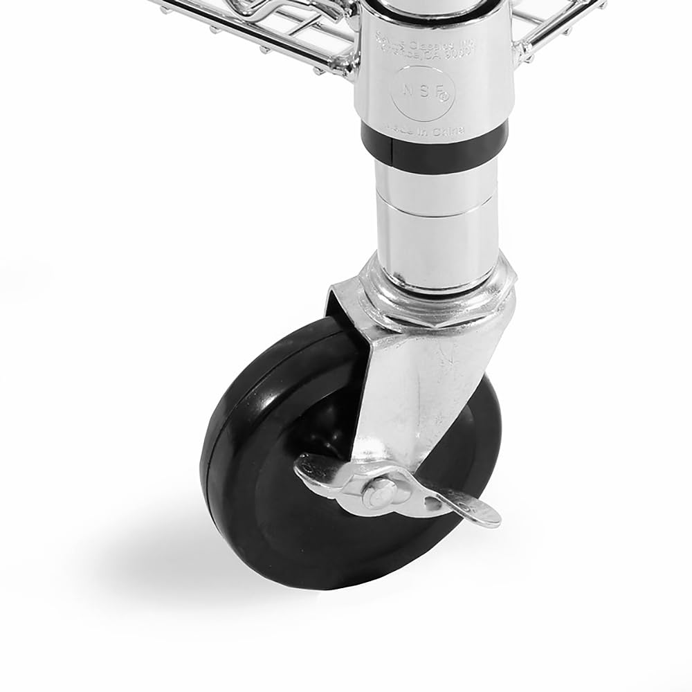 Seville Classics UltraDurable NSF Commercial Heavy Duty Metal Rolling Utility Cart, Handle Bar for Restaurant, Garage, Warehouse, Kitchen, Office, Deep Top Basket (34.8"W x 18.25"D) - Image 6