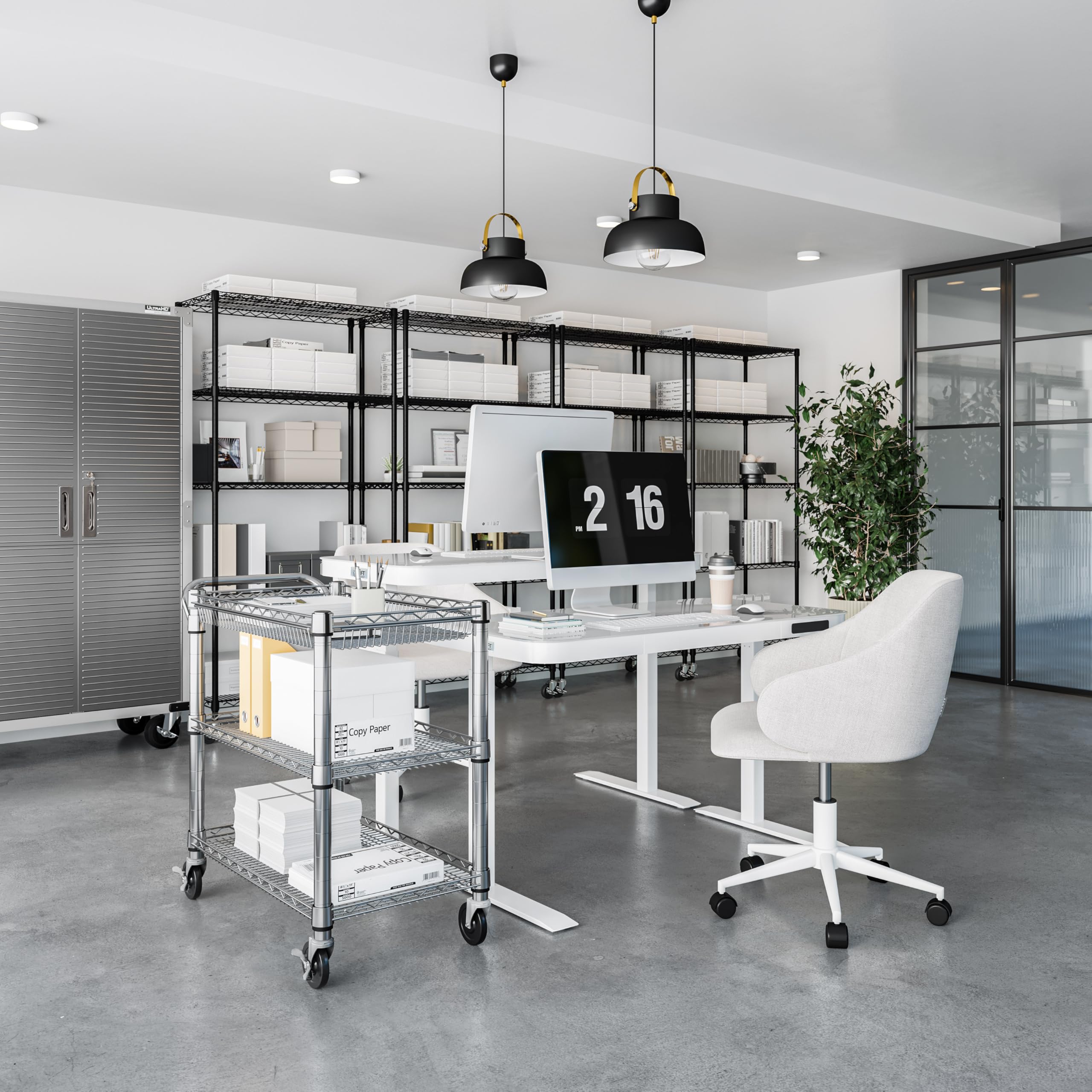 Seville Classics UltraDurable NSF Commercial Heavy Duty Metal Rolling Utility Cart, Handle Bar for Restaurant, Garage, Warehouse, Kitchen, Office, Deep Top Basket (34.8"W x 18.25"D) - Image 7