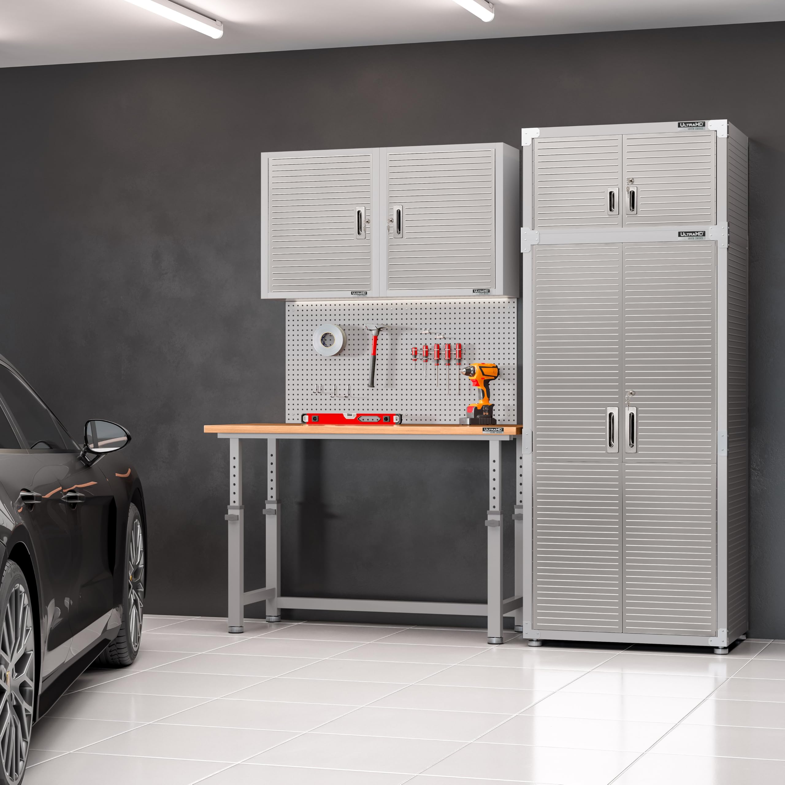 Seville Classics UltraHD® 2-Piece Pegboard Set w/ 23 Piece Hook Assortment, 24" W x 24" D, Granite - Image 7