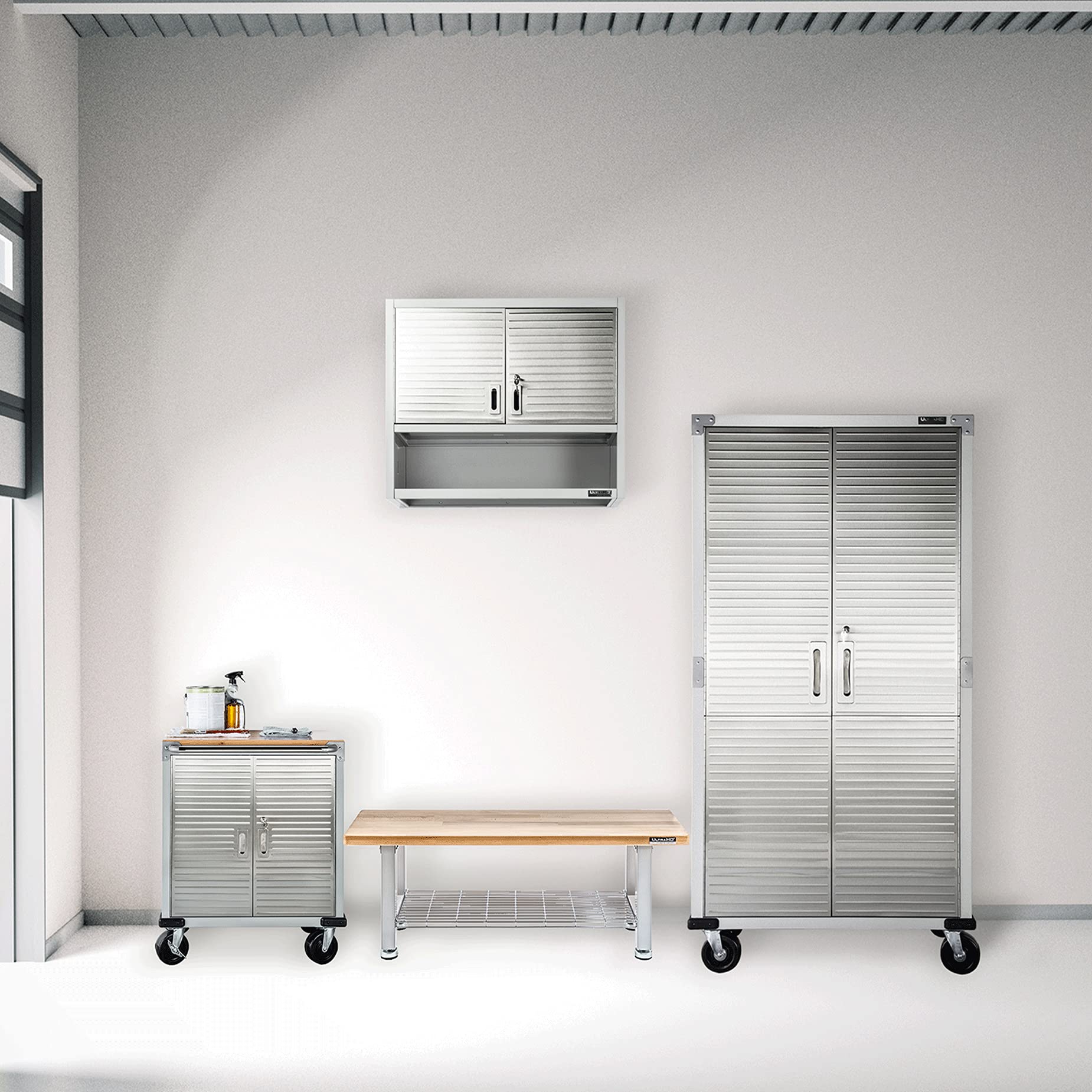 Seville Classics UltraHD Heavy Duty 48" Wood Bench w/Solid Wood Top, 350 lbs. Weight Capacity for Garage, Warehouse, Workshop, Granite, 48" W x 14" D x 18.5" H - Image 10