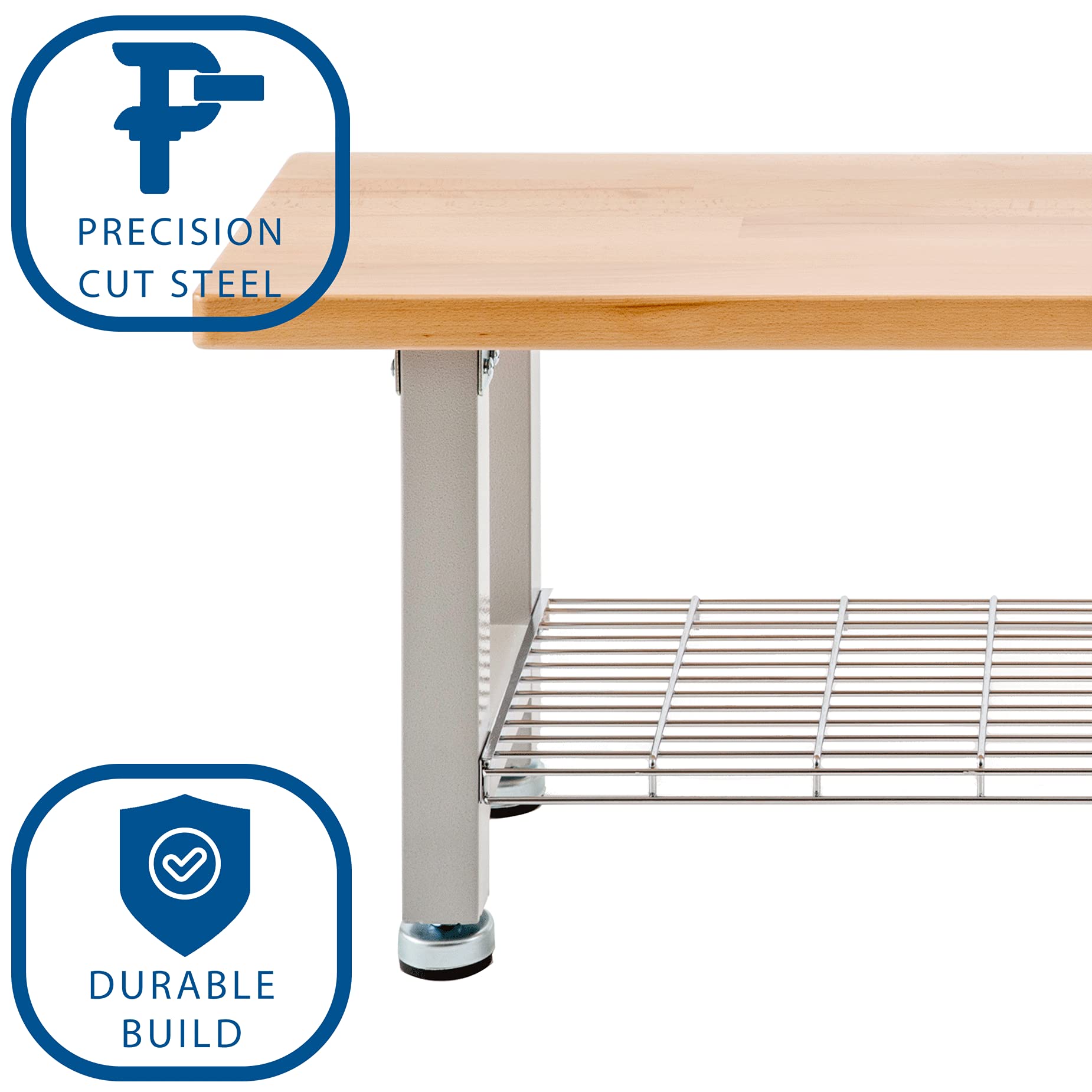 Seville Classics UltraHD Heavy Duty 48" Wood Bench w/Solid Wood Top, 350 lbs. Weight Capacity for Garage, Warehouse, Workshop, Granite, 48" W x 14" D x 18.5" H - Image 4