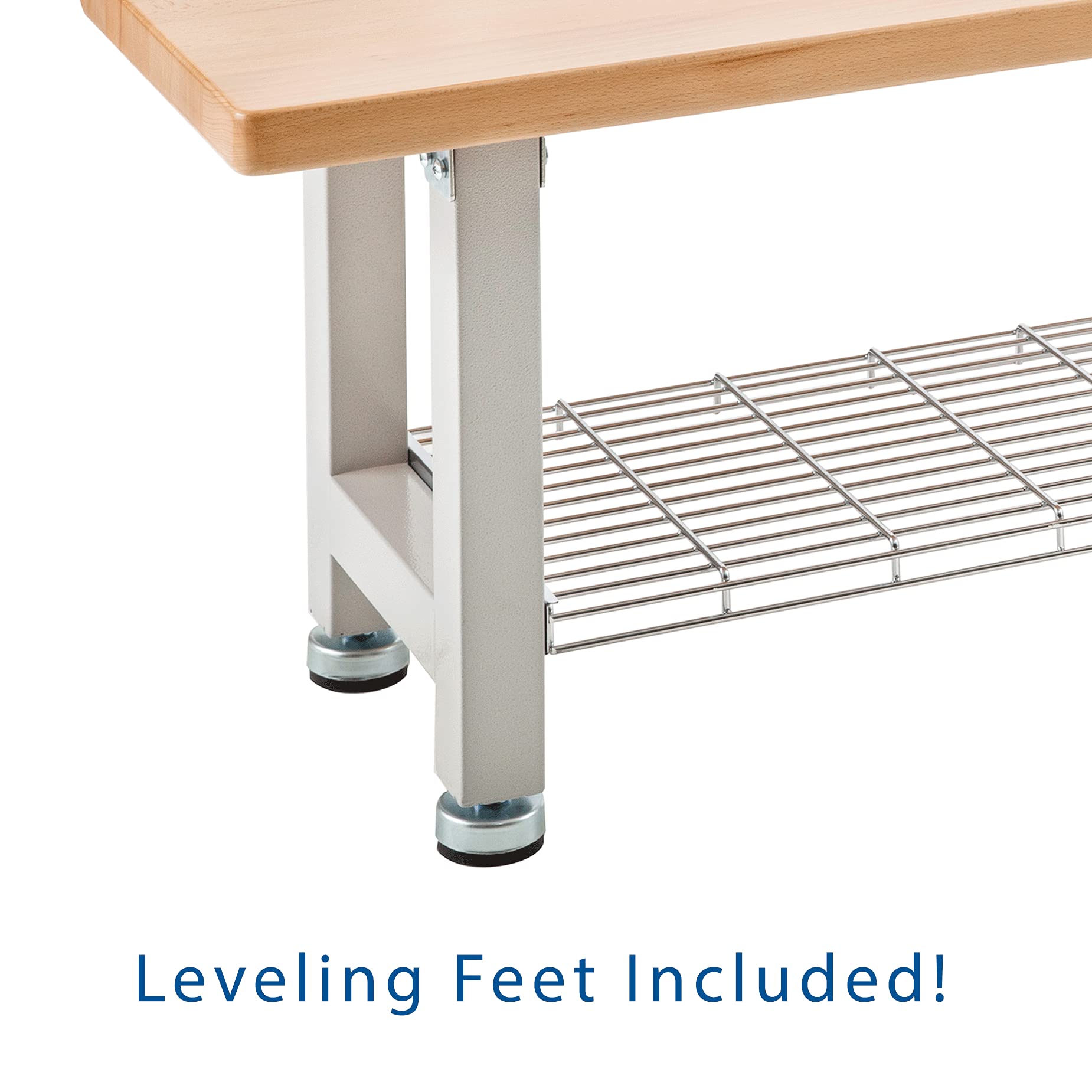 Seville Classics UltraHD Heavy Duty 48" Wood Bench w/Solid Wood Top, 350 lbs. Weight Capacity for Garage, Warehouse, Workshop, Granite, 48" W x 14" D x 18.5" H - Image 6