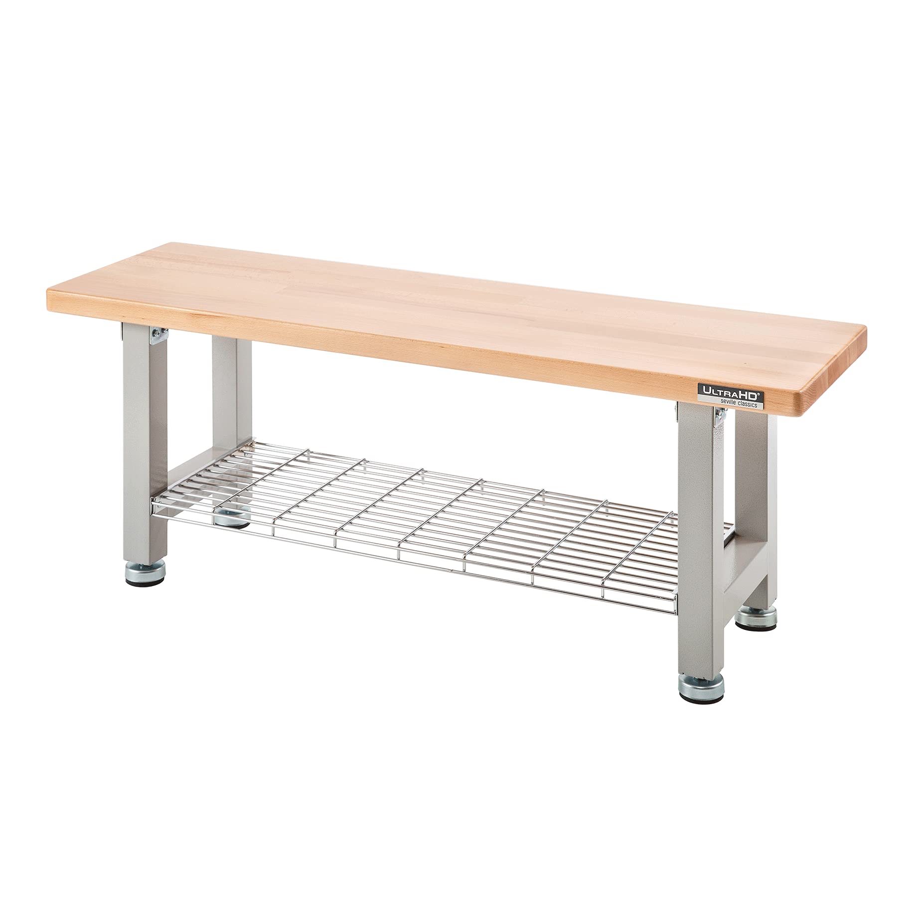 Seville Classics UltraHD Heavy Duty 48" Wood Bench w/Solid Wood Top, 350 lbs. Weight Capacity for Garage, Warehouse, Workshop, Granite, 48" W x 14" D x 18.5" H - Image 7