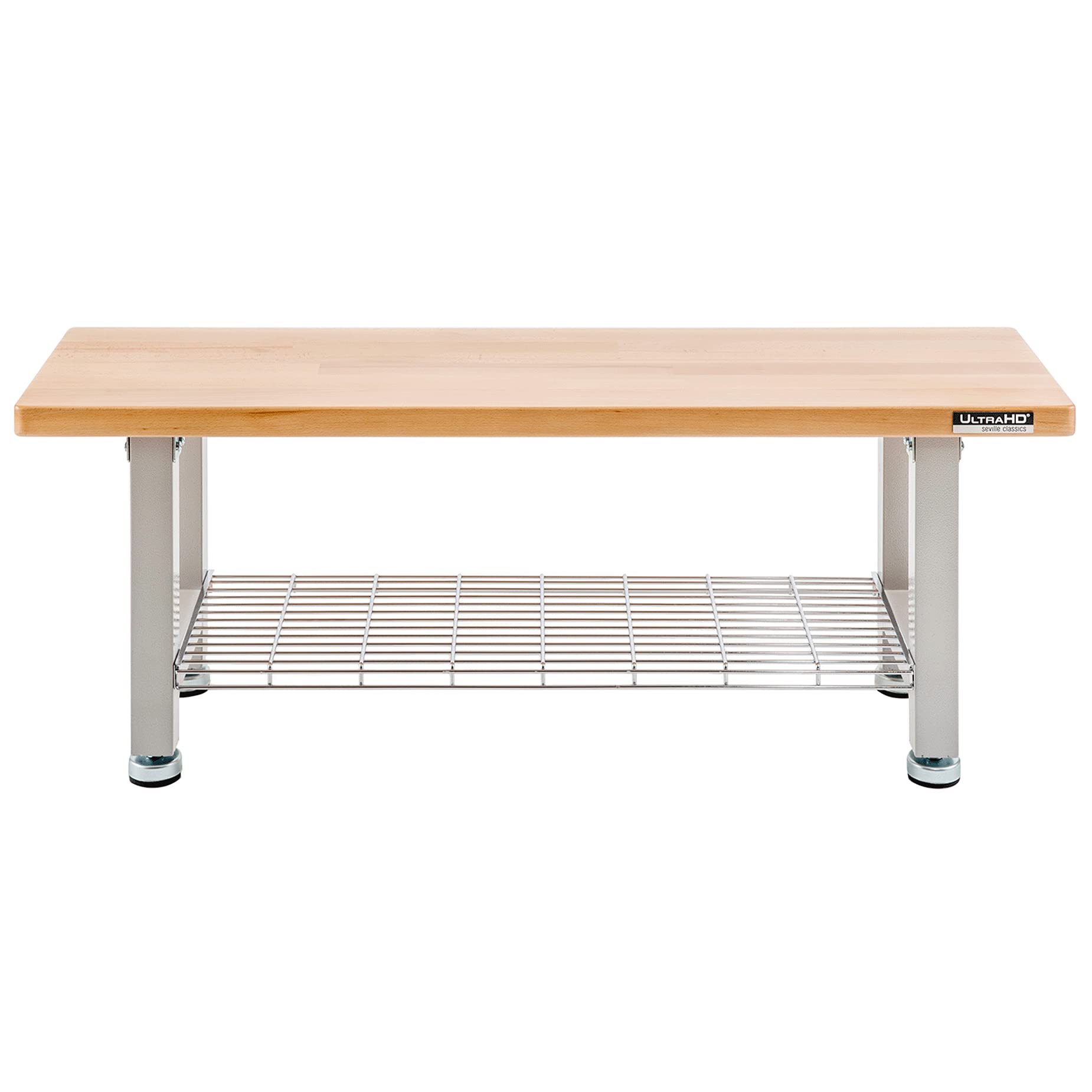 Seville Classics UltraHD Heavy Duty 48" Wood Bench w/Solid Wood Top, 350 lbs. Weight Capacity for Garage, Warehouse, Workshop, Granite, 48" W x 14" D x 18.5" H - Image 8