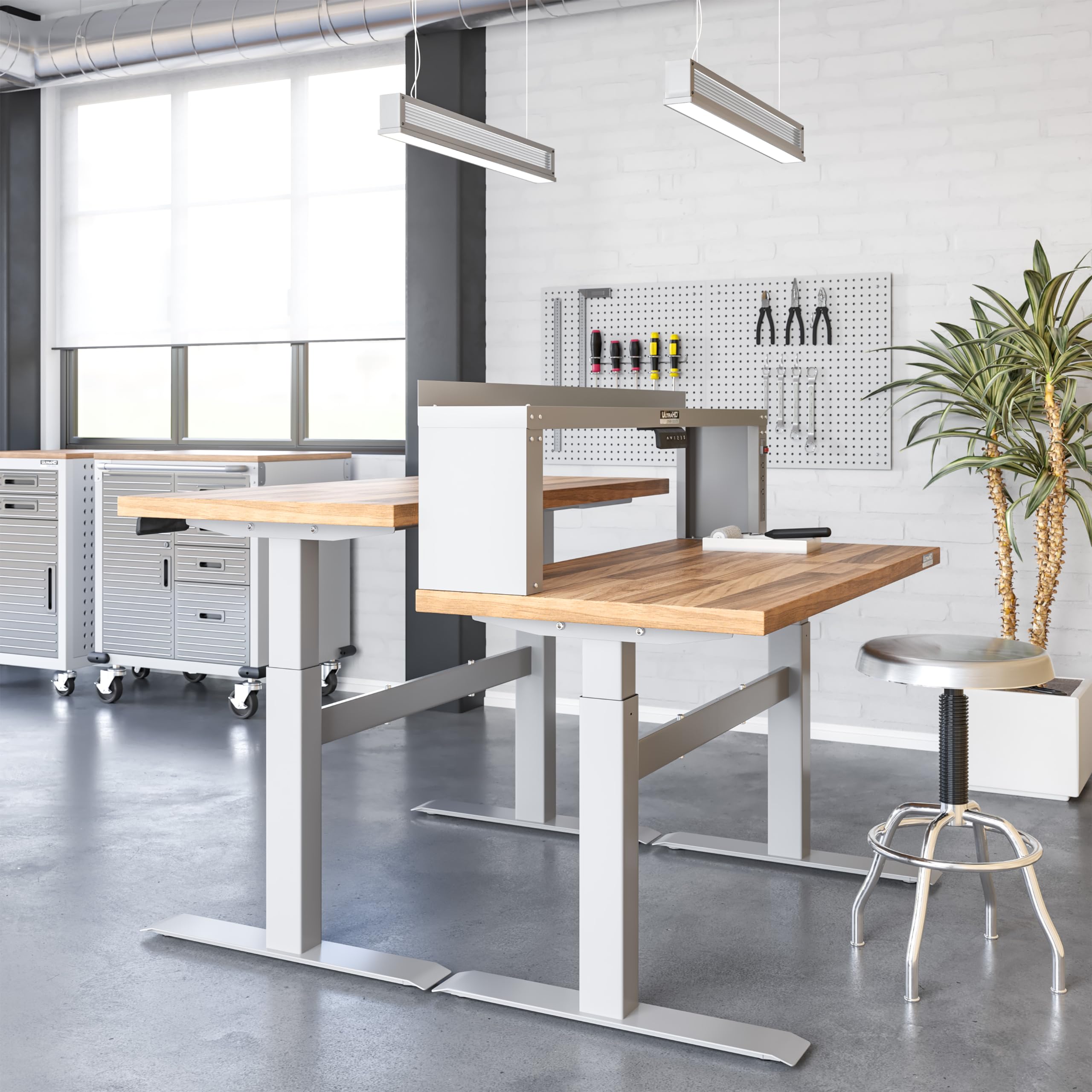 Seville Classics UltraHD Heavy Duty Commercial Electric Workbench for Garage, Warehouse, Workshop, 48" W x 24" D x 28" to 42" H - Image 11