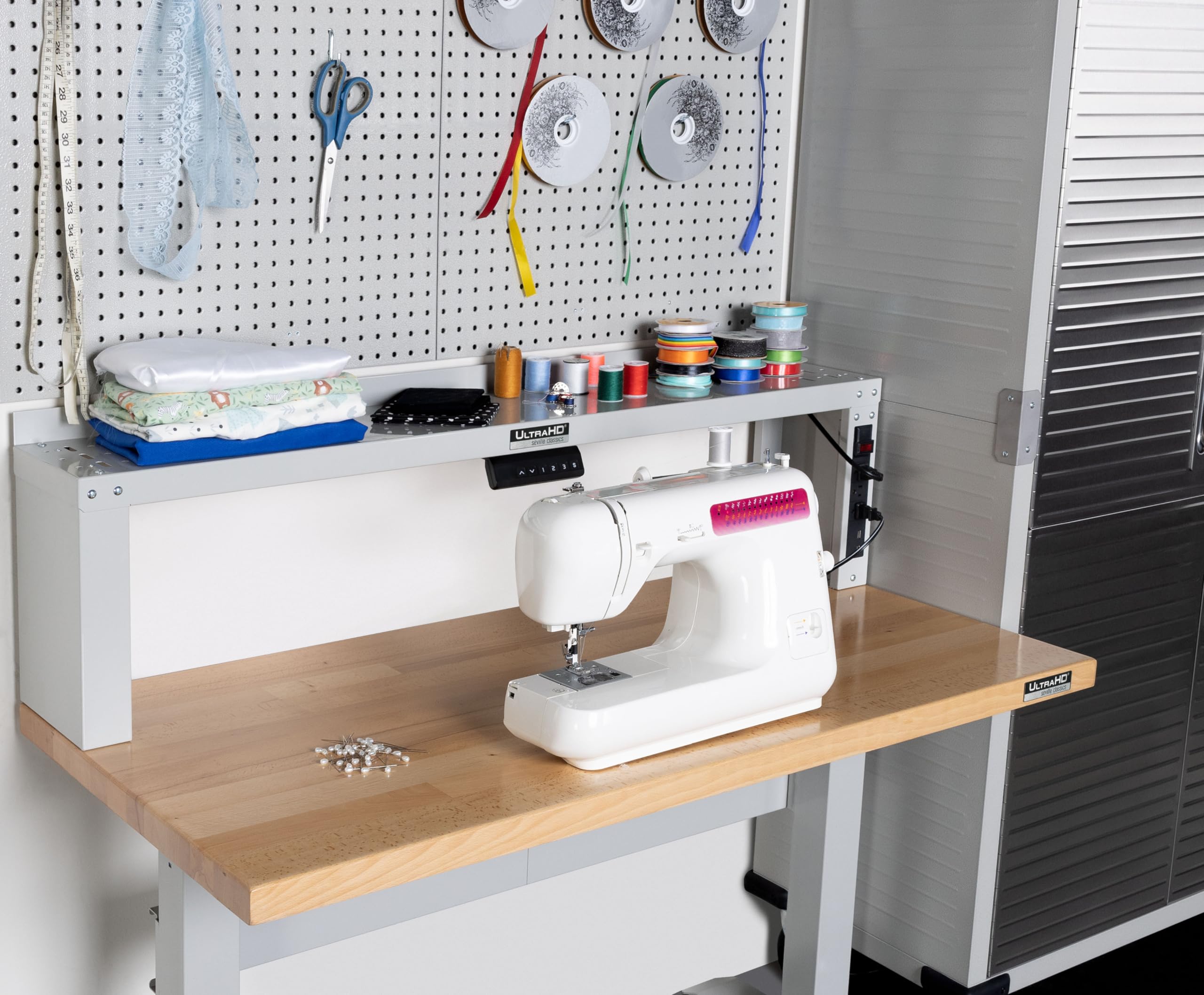 Seville Classics UltraHD Heavy Duty Commercial Electric Workbench for Garage, Warehouse, Workshop, 48" W x 24" D x 28" to 42" H - Image 3