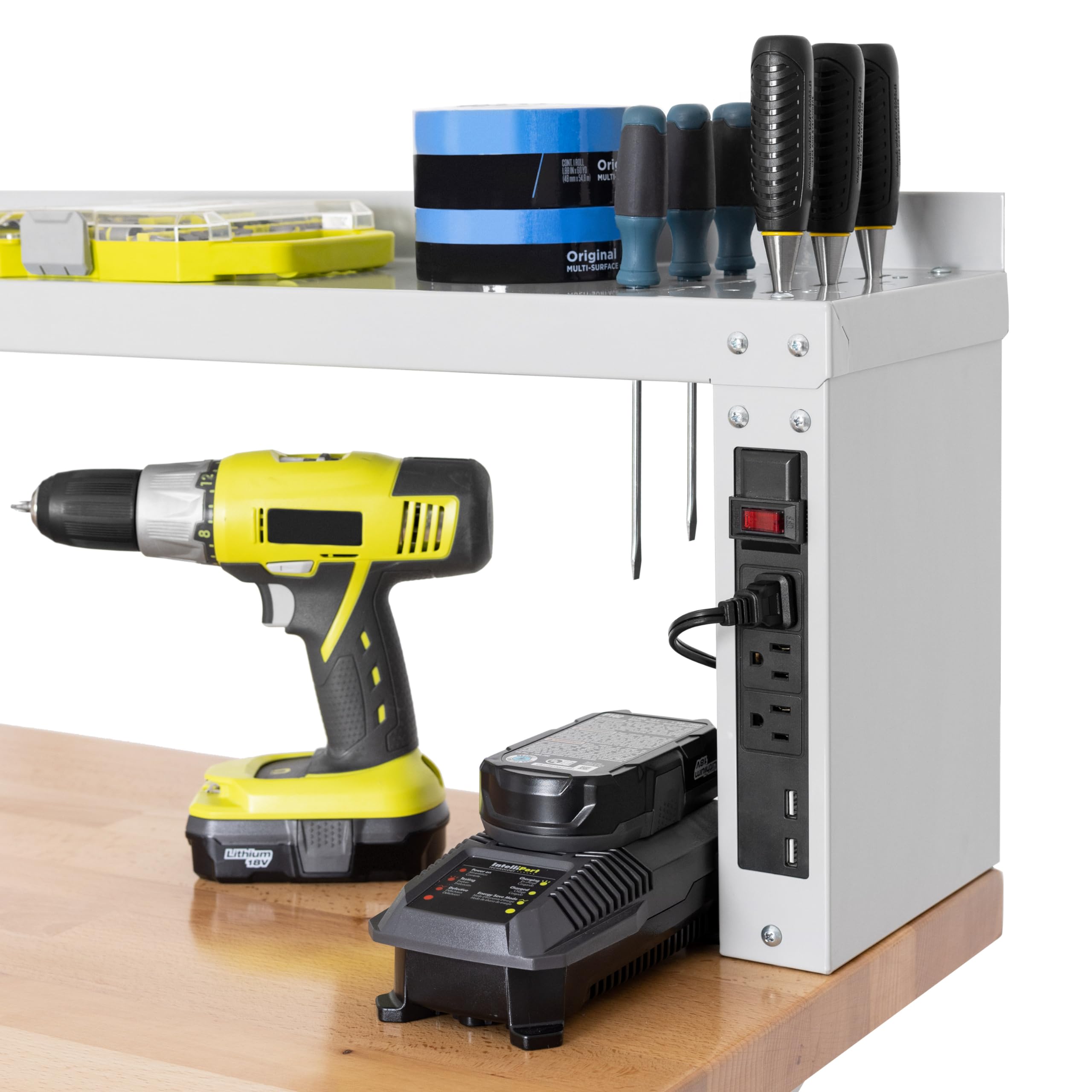 Seville Classics UltraHD Heavy Duty Commercial Electric Workbench for Garage, Warehouse, Workshop, 48" W x 24" D x 28" to 42" H - Image 8