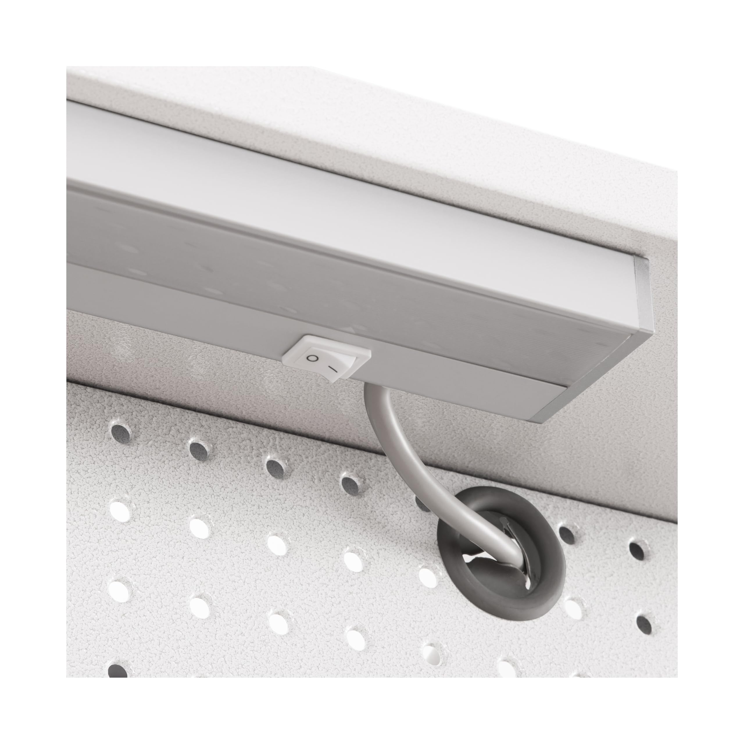 Seville Classics UltraHD Heavy Duty Commercial Lighted Workcenter w/Pegboard, 500 lbs. Weight Capacity for Garage, Warehouse, Workshop, Solid Wood Top, White, 48" W x 24" D x 65.5" H - Image 5