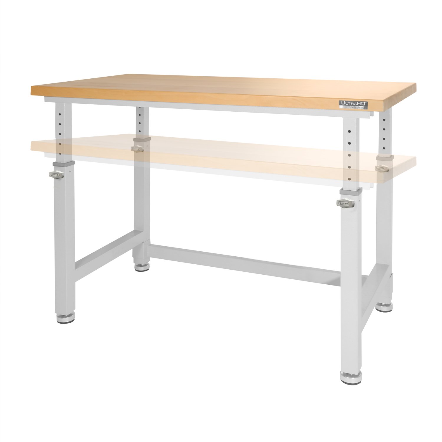 Seville Classics UltraHD Heavy Duty Workbench Table w/ Solid Wood Top, 1000 lbs. Weight Capacity Workstation for Garage, Warehouse, Workshop, Granite, 48" W x 24" D x 28.5" to 42" H Desktop - Image 4