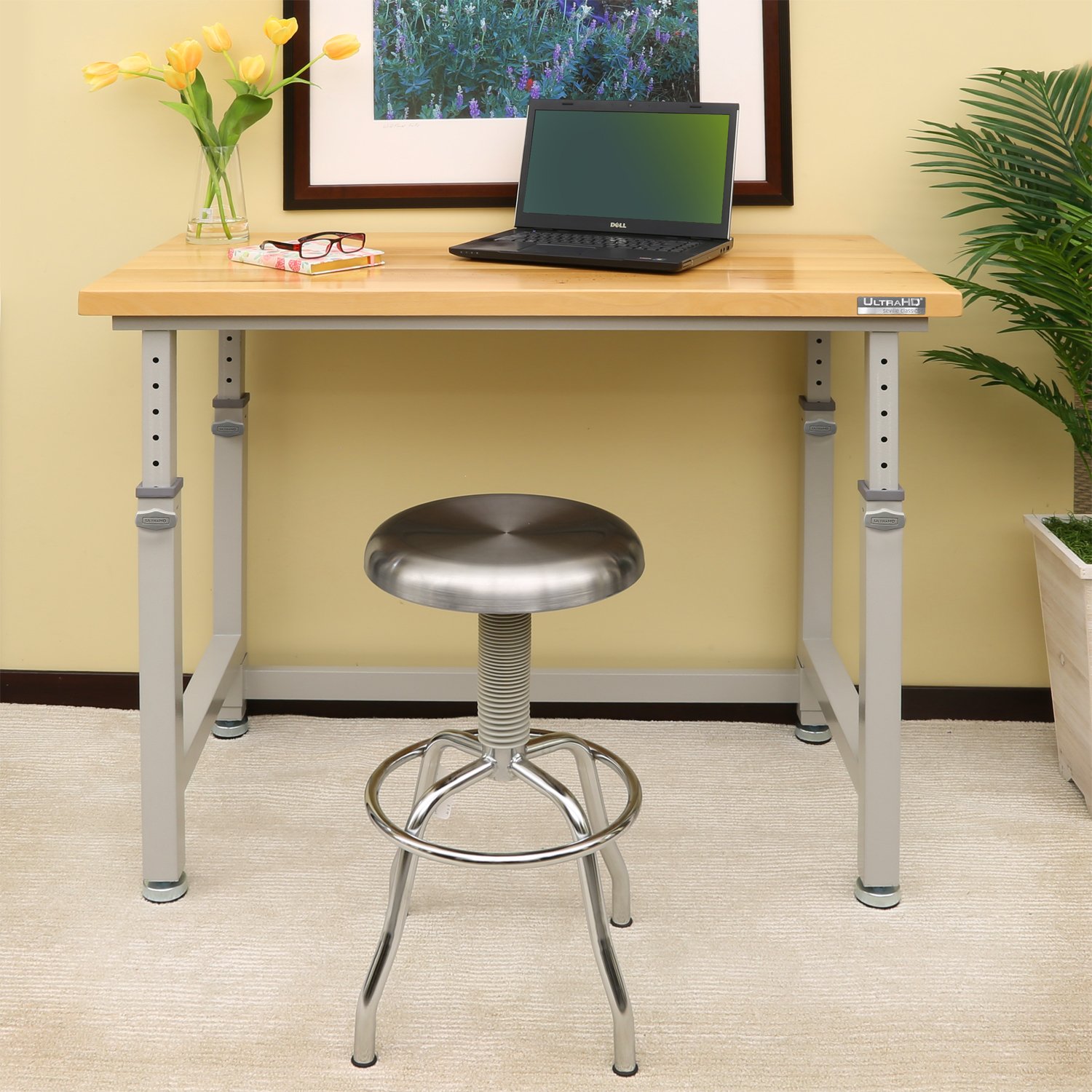 Seville Classics UltraHD Heavy Duty Workbench Table w/ Solid Wood Top, 1000 lbs. Weight Capacity Workstation for Garage, Warehouse, Workshop, Granite, 48" W x 24" D x 28.5" to 42" H Desktop - Image 6