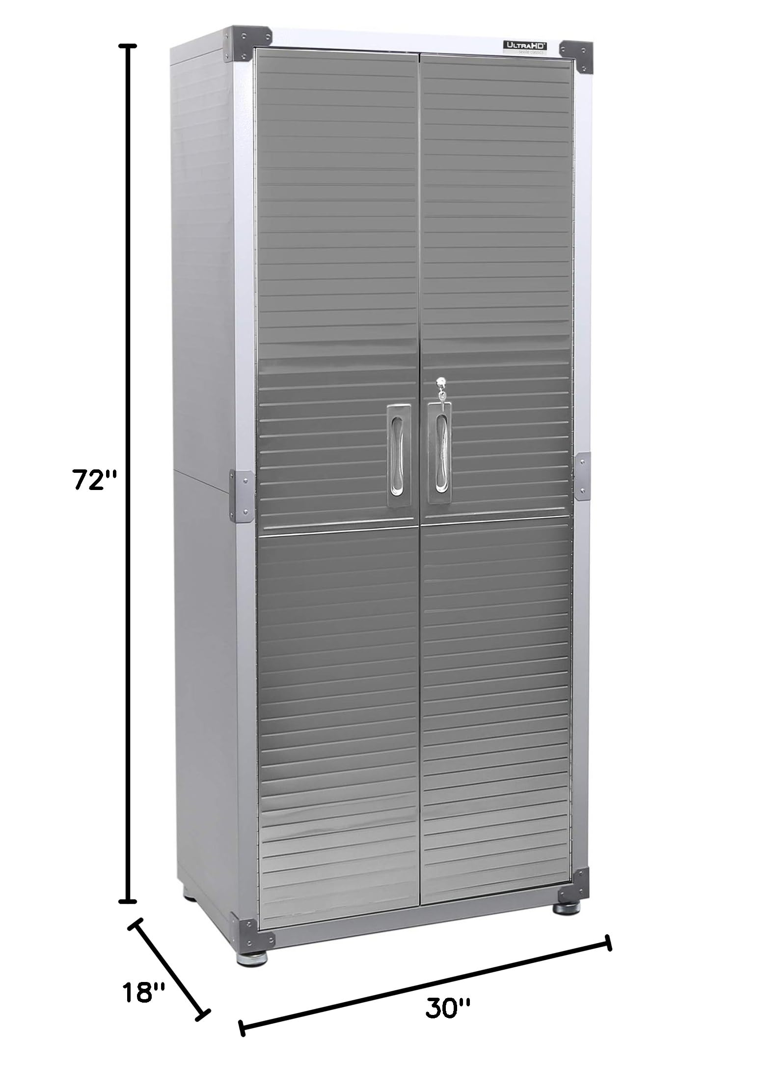 Seville Classics UltraHD Solid Steel Lockable Metal Storage Cabinet Locker Organizer, w/Adjustable Shelves for Garage, Warehouse, Office, Classroom, Granite, 30" W x 18" D x 72" H - Image 3
