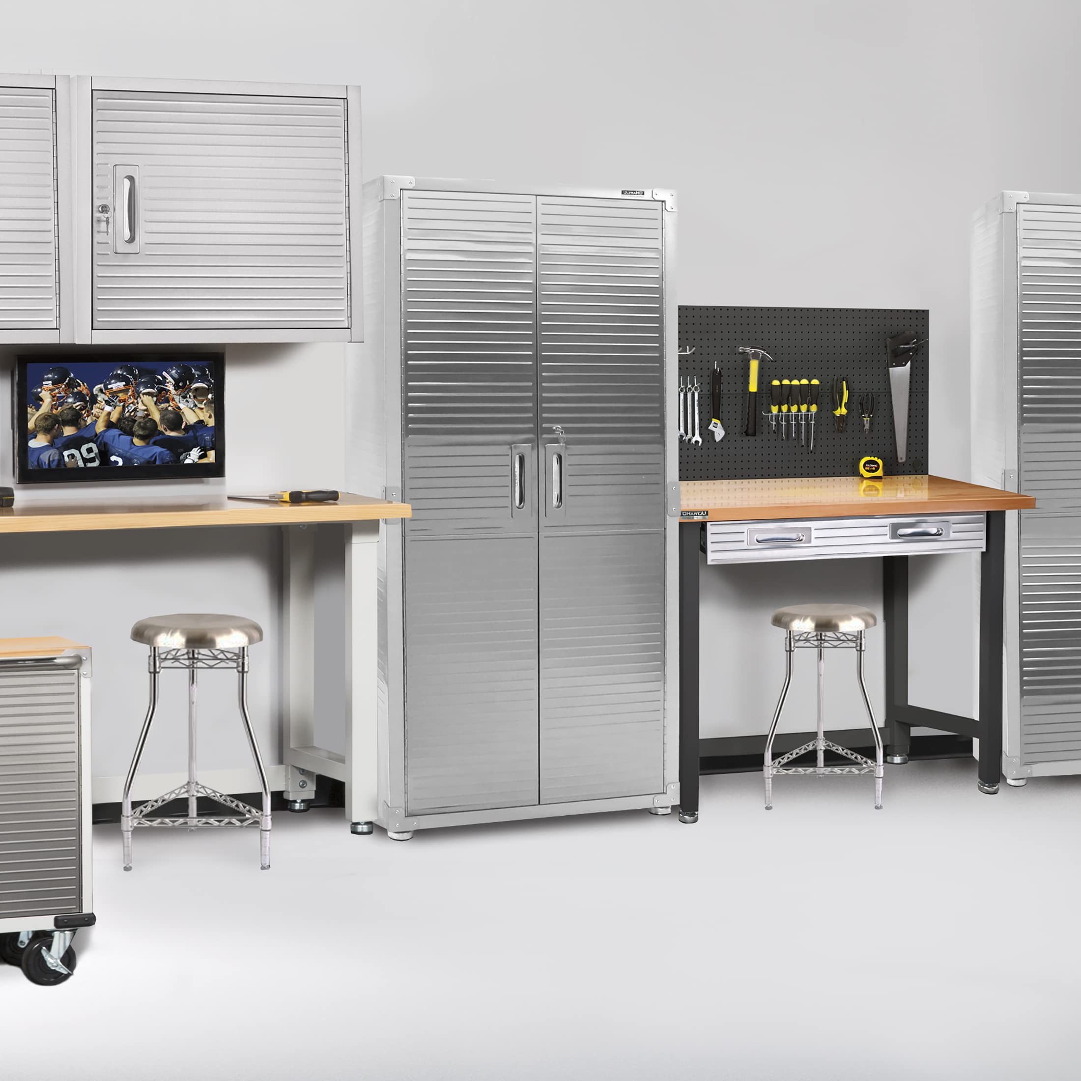 Seville Classics UltraHD Solid Steel Lockable Metal Storage Cabinet Locker Organizer, w/Adjustable Shelves for Garage, Warehouse, Office, Classroom, Granite, 30" W x 18" D x 72" H - Image 5