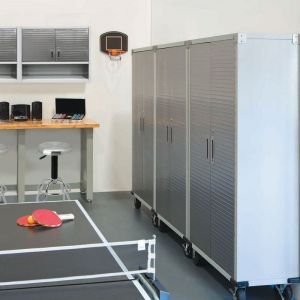 Seville Classics UltraHD Solid Steel Rolling Lockable Metal Storage Cabinet Locker Organizer, w/Adjustable Shelves for Garage, Warehouse, Office, Classroom, Granite, 36" W x 18" D x 72" H - Image 5