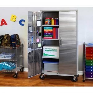 Seville Classics UltraHD Solid Steel Rolling Lockable Metal Storage Cabinet Locker Organizer, w/Adjustable Shelves for Garage, Warehouse, Office, Classroom, Granite, 36" W x 18" D x 72" H - Image 6